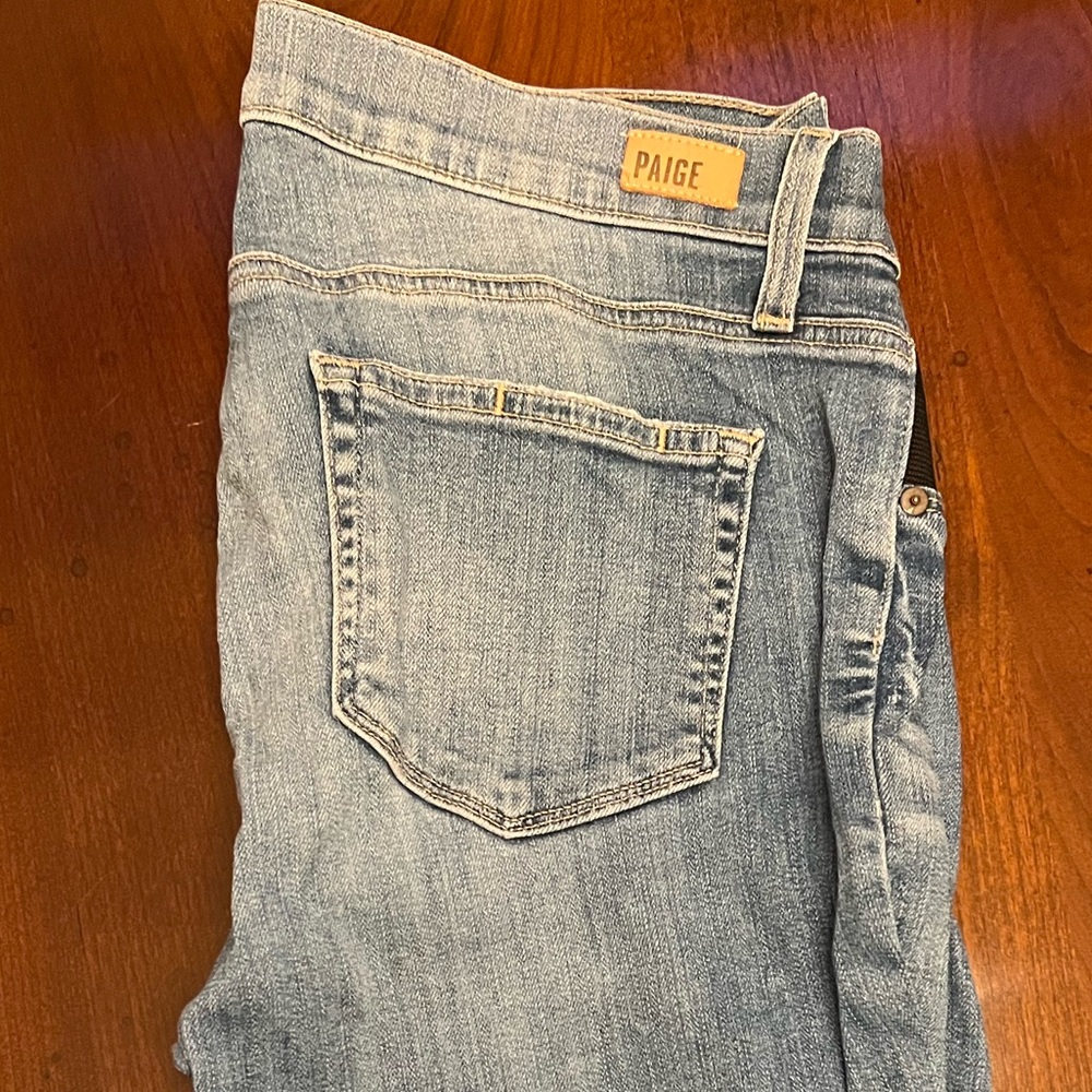 Paige maternity distressed jeans.